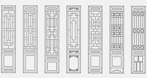 乐亭常用中式仿古花窗图案隔断设计图