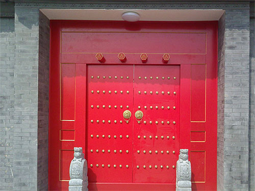 乐亭中国传统四合院系列朱红色中式木制大门木作